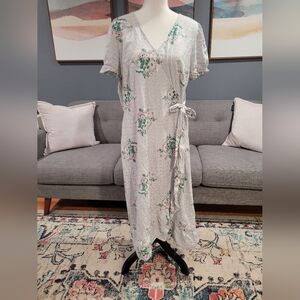 Loft faux wrap midi Dress floral like new 16